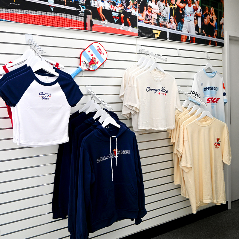 Chicago Slice merchandise in Windy City Sports Outlet store